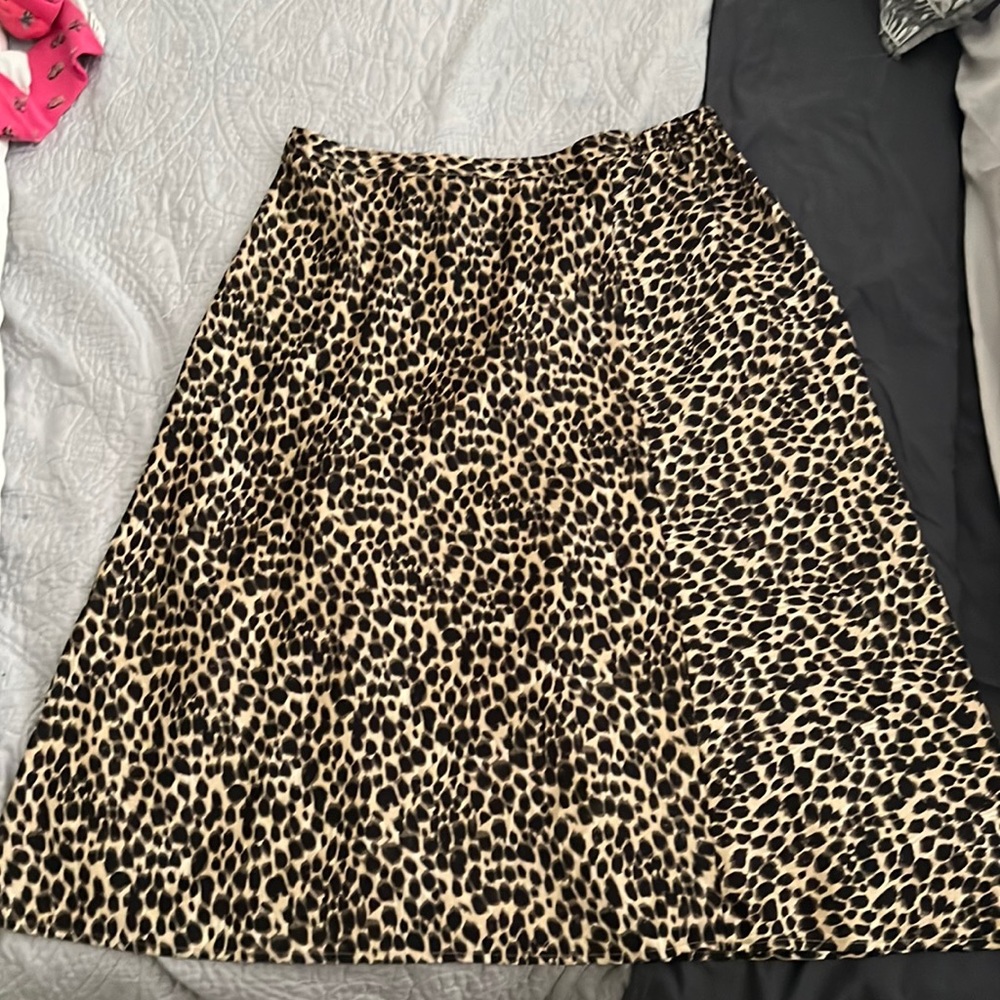 J.Crew Silk Leopard Midi Skirt